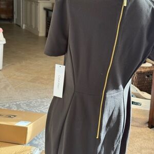 Calvin Klein Black Professional Dress with Gold Accent